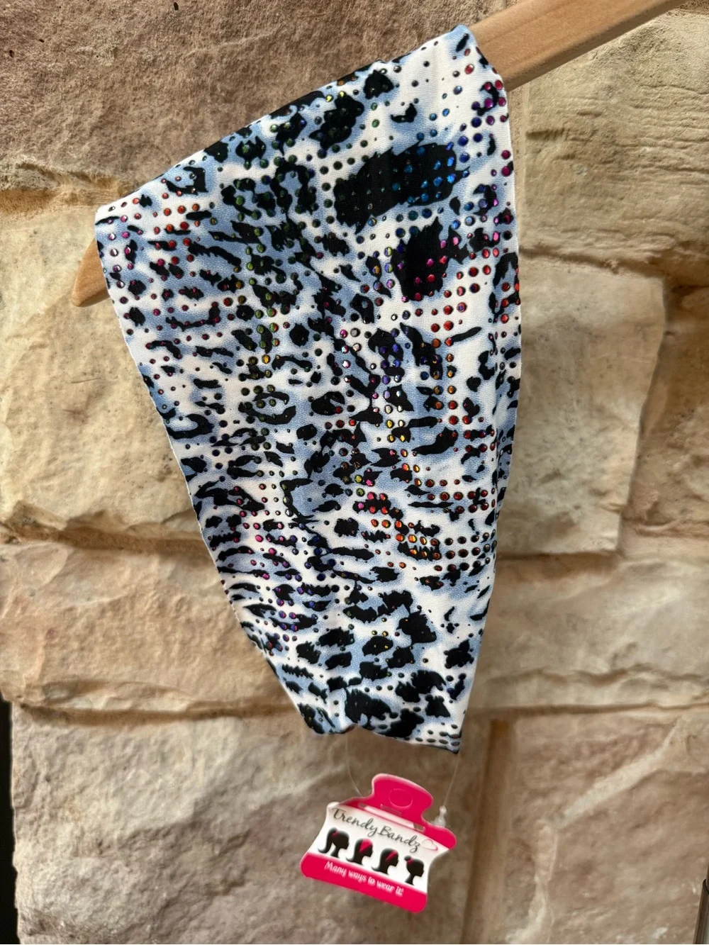 3pc Animal Print Stretch Headbands with Stud Accents